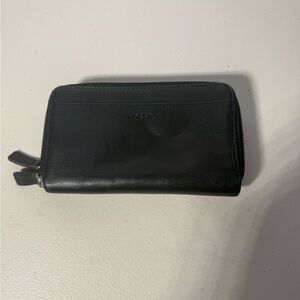 Y2K‎ Fossil Dark Leather Zip Wallet